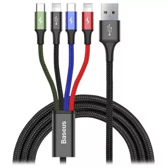Baseus brzo punjenje/podatkovni kabel 4u1 2 * Lightning + USB-C + Micro USB 3, 5A 1, 2m, crni Baseus brzo punjenje/podatkovni kabel 4u1 2 * Lightning + USB-C + Micro USB 3, 5A 1, 2m, crni