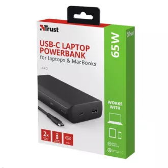 TRUST power bank Laro, 65W, 20000 mAh, USB-C - za prijenosna računala, prijenosna računala, MAC