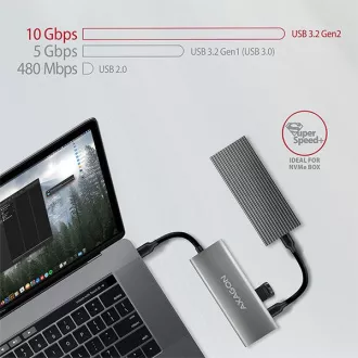 AXAGON HMC-5G2, USB 10Gbps hub, portovi 2x USB-A, 2x USB-C, HDMI 4k/60, PD 100W, USB-C kabel 13cm