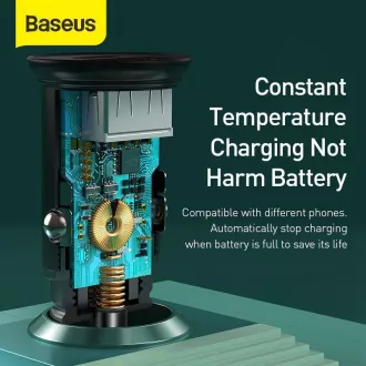 Baseus Golden Contactor dual auto adapter USB-A QC + USB-C 40W, siva
