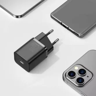 Baseus Super SI set USB-C 20W adaptera i USB-C kabela za Lightning 1m, crni