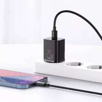 Baseus Super SI set USB-C 20W adaptera i USB-C kabela za Lightning 1m, crni