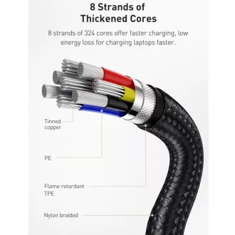Baseus Cafule Series kabel za punjenje/podatkovni kabel USB-C muški na USB-C muški s metalnim terminalima 100W 1m, crni