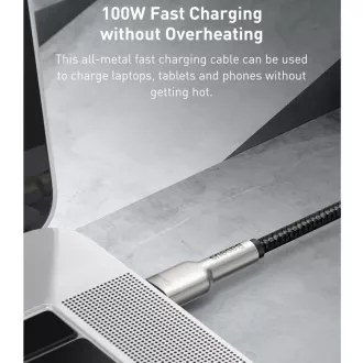 Baseus Cafule Series kabel za punjenje/podatkovni kabel USB-C muški na USB-C muški s metalnim terminalima 100W 1m, crni