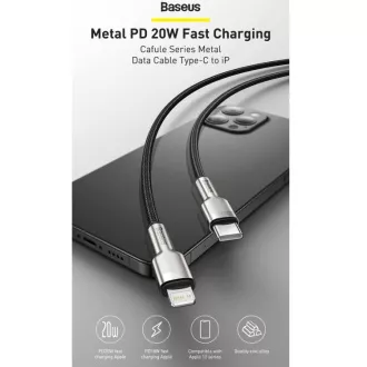 Baseus Cafule Series USB-C kabel za punjenje/podatkovni kabel za Lightning PD 20W 1m, crni