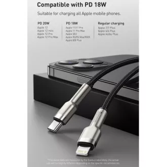 Baseus Cafule Series USB-C kabel za punjenje/podatkovni kabel za Lightning PD 20W 1m, bijeli