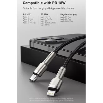 Baseus Cafule Series USB-C kabel za punjenje/podatkovni kabel za Lightning PD 20W 2m, crni