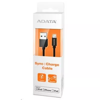 ADATA Sync & Charge Lightning kabel - USB A 2.0, 100cm, plastični, crni