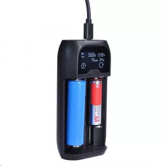 Solight punjač baterija Li-Ion, LiFePO4, Ni-MH / CD, AA, AAA, 18650, 2000mA, 2 kanala, LCD zaslon