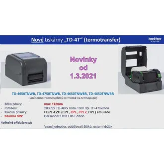 BROTHER pisač naljepnica TD-4750TNWB (ispis naljepnica, 300 dpi, maksimalna širina naljepnice 112 mm) USB, LAN, WiFi, Bluetooth, RS-232C