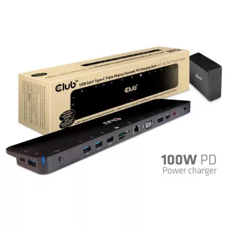 Club3D USB-C priključna stanica 14v1, 1xDP, 1xHDMI, 1xVGA, 2xUSB-C, 5xUSB, čitač SD kartica, 1xRJ45, crna