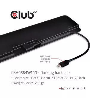 Club3D USB-C priključna stanica 14v1, 1xDP, 1xHDMI, 1xVGA, 2xUSB-C, 5xUSB, čitač SD kartica, 1xRJ45, crna