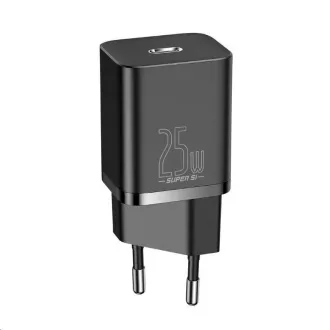 Baseus Super Si brzi punjač 1C 25W EU + kabel Type-C / Type-C 3A 1m crni