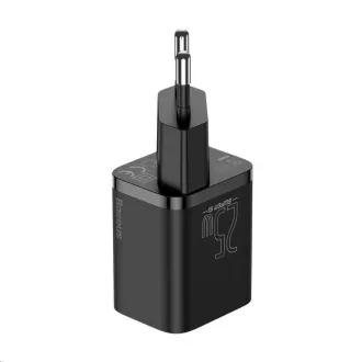 Baseus Super Si brzi punjač 1C 25W EU + kabel Type-C / Type-C 3A 1m crni