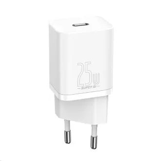 Baseus Super Si brzi punjač 1C 25W EU + kabel Type-C / Type-C 3A 1m bijeli
