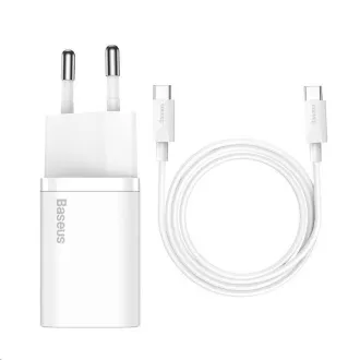 Baseus Super Si brzi punjač 1C 25W EU + kabel Type-C / Type-C 3A 1m bijeli