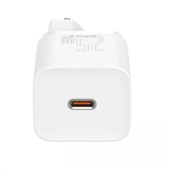 Baseus Super Si brzi punjač 1C 25W EU + kabel Type-C / Type-C 3A 1m bijeli
