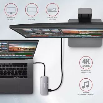 AXAGON HMC-6M2, USB 3.2 Gen 1 hub, portovi 2x USB-A, HDMI, RJ-45 GLAN, SATA M.2 utor, PD 100W, kabel USB-C 18cm AXAGON HMC-6M2, USB 3.2 Gen 1 hub, portovi 2x USB-A, HDMI, RJ-45 GLAN, SATA M.2 utor, PD 100W, kabel USB-C 18cm
