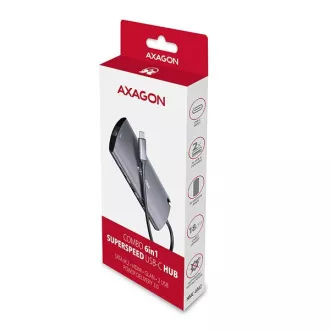 AXAGON HMC-6M2, USB 3.2 Gen 1 hub, portovi 2x USB-A, HDMI, RJ-45 GLAN, SATA M.2 utor, PD 100W, kabel USB-C 18cm AXAGON HMC-6M2, USB 3.2 Gen 1 hub, portovi 2x USB-A, HDMI, RJ-45 GLAN, SATA M.2 utor, PD 100W, kabel USB-C 18cm