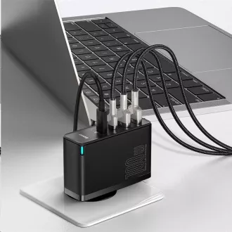 Baseus GaN2 za adapter za brzo punjenje 2x Type-C + 2x USB-A 100W crni