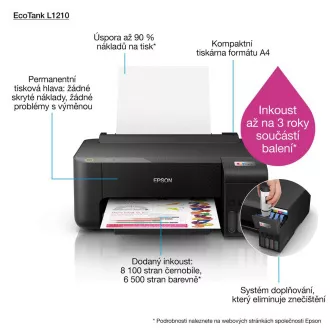 EPSON tinta za pisač EcoTank L1210, A4, 1440x5760dpi, 33ppm, USB