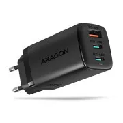 AXAGON ACU-DPQ65, GaN mrežni punjač 65W, 3x port (USB-A + dual USB-C), PD3.0/QC4+/PPS/Apple, crni