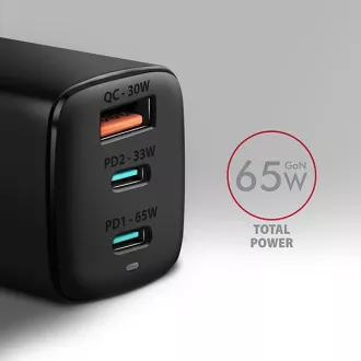AXAGON ACU-DPQ65, GaN mrežni punjač 65W, 3x port (USB-A + dual USB-C), PD3.0/QC4+/PPS/Apple, crni AXAGON ACU-DPQ65, GaN mrežni punjač 65W, 3x port (USB-A + dual USB-C), PD3.0/QC4+/PPS/Apple, crni
