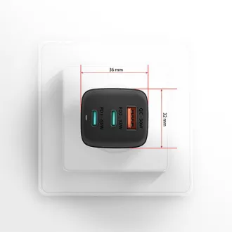 AXAGON ACU-DPQ65, GaN mrežni punjač 65W, 3x port (USB-A + dual USB-C), PD3.0/QC4+/PPS/Apple, crni AXAGON ACU-DPQ65, GaN mrežni punjač 65W, 3x port (USB-A + dual USB-C), PD3.0/QC4+/PPS/Apple, crni
