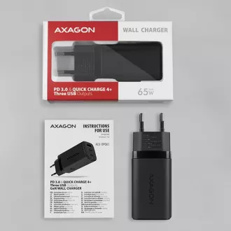 AXAGON ACU-DPQ65, GaN mrežni punjač 65W, 3x port (USB-A + dual USB-C), PD3.0/QC4+/PPS/Apple, crni AXAGON ACU-DPQ65, GaN mrežni punjač 65W, 3x port (USB-A + dual USB-C), PD3.0/QC4+/PPS/Apple, crni