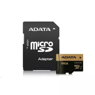 ADATA MicroSDXC kartica 64GB Premier Pro UHS-I V30S (R:100/W:80 MB/s) + SD adapter ADATA MicroSDXC kartica 64GB Premier Pro UHS-I V30S (R:100/W:80 MB/s) + SD adapter
