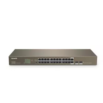 Tenda TEG1024F - 22-port Gigabit Ethernet Switch + 2x Combo SFP/RJ45, 10/100/1000 Mbps, Fanless, Rackmount, Kov - Raspakiran