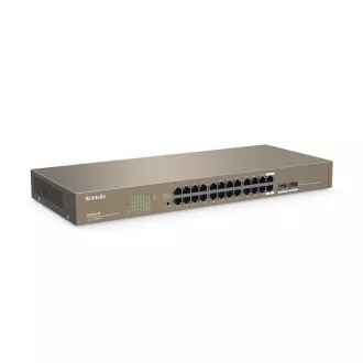 Tenda TEG1024F - 22-port Gigabit Ethernet Switch + 2x Combo SFP/RJ45, 10/100/1000 Mbps, Fanless, Rackmount, Kov - Raspakiran