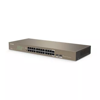 Tenda TEG1024F - 22-port Gigabit Ethernet Switch + 2x Combo SFP/RJ45, 10/100/1000 Mbps, Fanless, Rackmount, Kov - Raspakiran