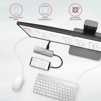 AXAGON HMC-5, USB 3.2 Gen 1 hub, portovi 2x USB-A, HDMI, SD / microSD utor, PD 100W, kabel USB-C 20cm