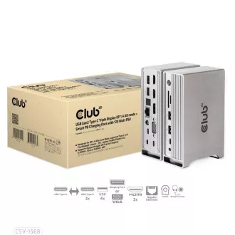 Club3D USB-C priključna stanica 12v1, 1xDP, 2xHDMI, 1xVGA, 2xUSB-C, 4xUSB, 1xRJ45, 1x3,5 mm, siva
