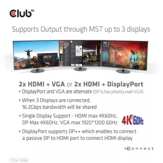 Club3D USB-C priključna stanica 12v1, 1xDP, 2xHDMI, 1xVGA, 2xUSB-C, 4xUSB, 1xRJ45, 1x3,5 mm, siva