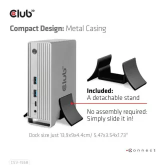 Club3D USB-C priključna stanica 12v1, 1xDP, 2xHDMI, 1xVGA, 2xUSB-C, 4xUSB, 1xRJ45, 1x3,5 mm, siva