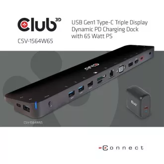 Club3D USB-C priključna stanica 14v1, 1xDP, 1xHDMI, 1xVGA, 2xUSB-C, 5xUSB, čitač SD kartica, crna Club3D USB-C priključna stanica 14v1, 1xDP, 1xHDMI, 1xVGA, 2xUSB-C, 5xUSB, čitač SD kartica, crna