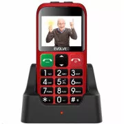 EVOLVEO EasyPhone EB, mobitel za starije osobe sa postoljem za punjenje, crvena