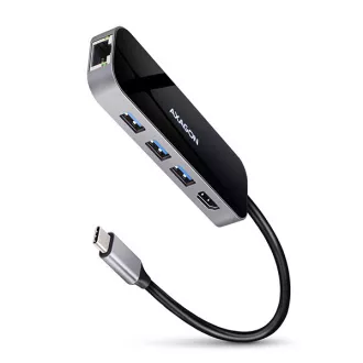 AXAGON HMC-6GL, USB 3.2 Gen 1 hub, portovi 3x USB-A, HDMI, RJ-45 GLAN, PD 60W, kabel USB-C 20cm