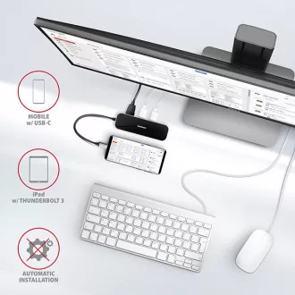 AXAGON HMC-6GL, USB 3.2 Gen 1 hub, portovi 3x USB-A, HDMI, RJ-45 GLAN, PD 60W, kabel USB-C 20cm