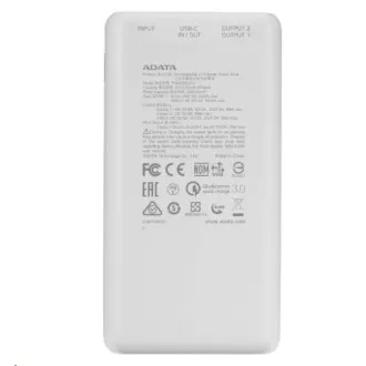 ADATA PowerBank P20000QCD - vanjska baterija za mobitel/tablet 20000mAh, 2, 1A, bijela ADATA PowerBank P20000QCD - vanjska baterija za mobitel/tablet 20000mAh, 2, 1A, bijela