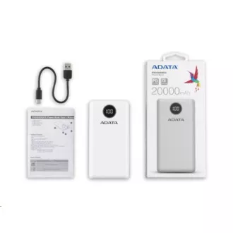 ADATA PowerBank P20000QCD - vanjska baterija za mobitel/tablet 20000mAh, 2, 1A, bijela ADATA PowerBank P20000QCD - vanjska baterija za mobitel/tablet 20000mAh, 2, 1A, bijela