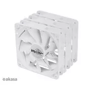 AKASA Viper ventilator, White Fan 12cm, 120x120x25mm, HDB, 4 pinski PWM, 3 kom u paketu, bijeli