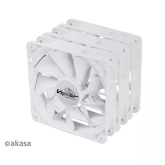 AKASA Viper ventilator, White Fan 12cm, 120x120x25mm, HDB, 4 pinski PWM, 3 kom u paketu, bijeli