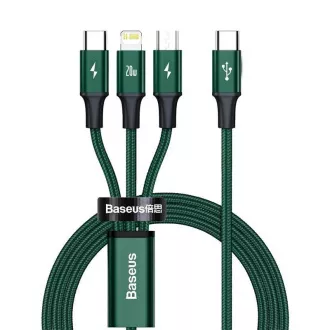 Baseus Rapid Series punjenje / podatkovni kabel 3u1 Type-C/ (Micro USB + Lightning PD 20W + USB-C) 1.5m zeleni