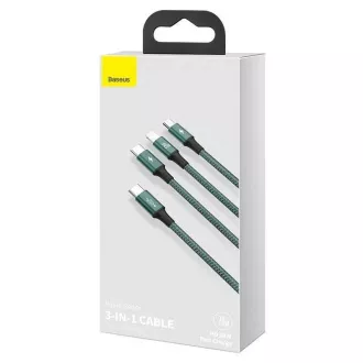 Baseus Rapid Series punjenje / podatkovni kabel 3u1 Type-C/ (Micro USB + Lightning PD 20W + USB-C) 1.5m zeleni