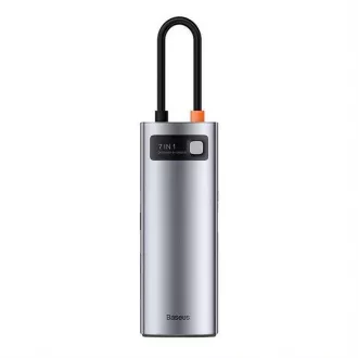 Baseus Metal Gleam Series 7v1 HUB Type-C (USB-C PD 100W, USB-C, 2* USB 3.0, HDMI, SD TF priključak) sivi