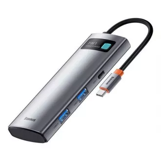 Baseus Metal Gleam Series 7v1 HUB Type-C (USB-C PD 100W, USB-C, 2* USB 3.0, HDMI, SD TF priključak) sivi
