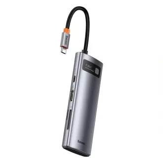 Baseus Metal Gleam Series 7v1 HUB Type-C (USB-C PD 100W, USB-C, 2* USB 3.0, HDMI, SD TF priključak) sivi